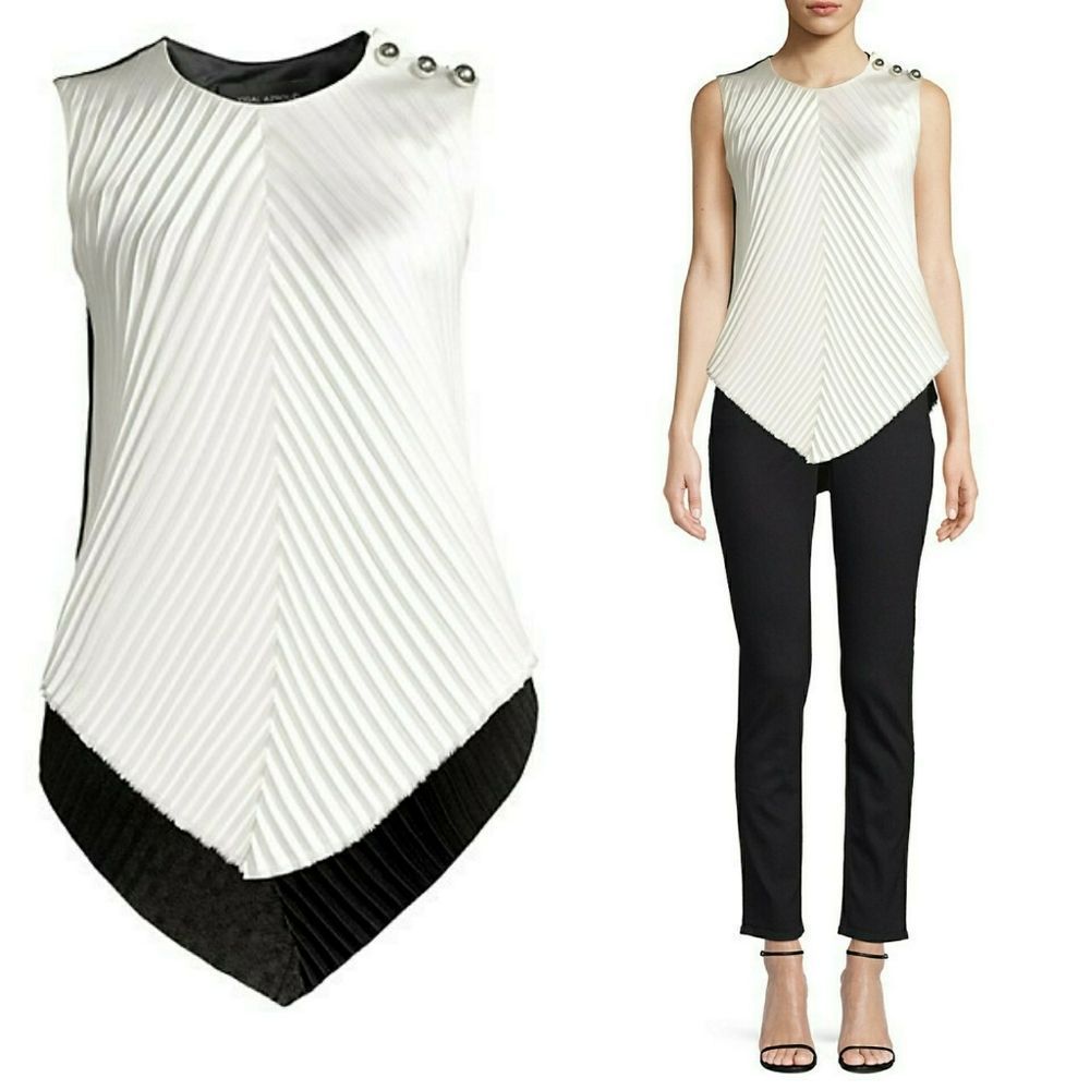 Yigal Azrouel Two tone Chevron pleat topñ - Picture 2 of 11